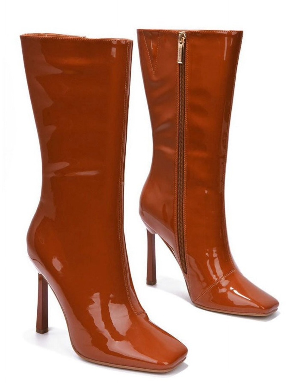 NWT Cape Robbin Glossy Faux Patent Leather Mid-Calf Stiletto Boots
